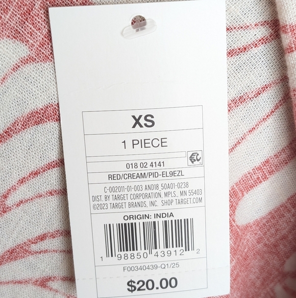 A New Day Red & Cream Leaf Print, XS, NWT - Picture 5 of 8